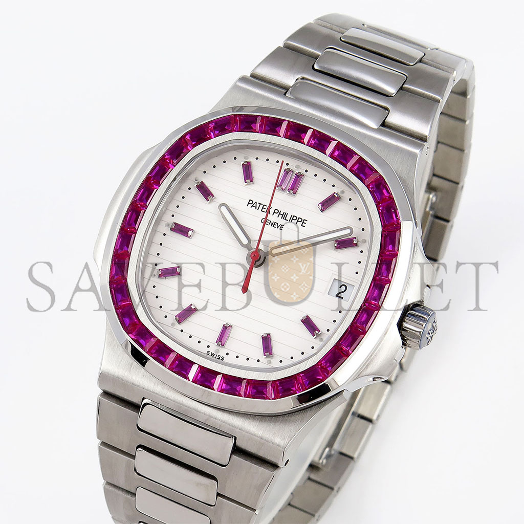 p**ek ph**ppe nautilus edition white dial purple Di*m*nds bezel on watch 5711p